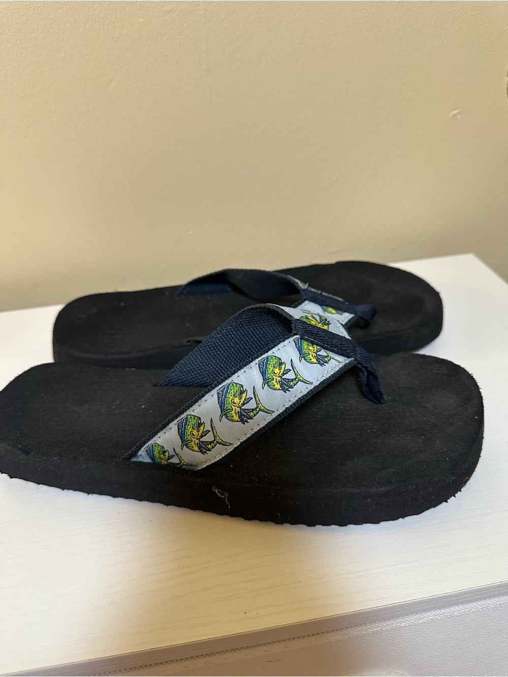 Women’s Simply Southern Blue Flip Flop Sandals with Blue Fish Accent
